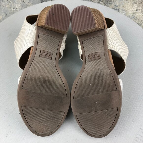 Toms Women's Size 8 Majorca Natural Cream Open Toe Cutout High Heel Sandals - Picture 10 of 15